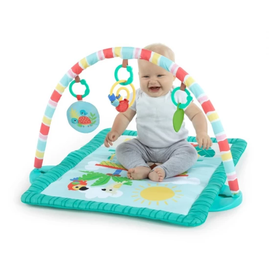 Salteluta de joaca cu bara de jucarii Tiki Toy Bar Bright Starts Salteluta de joaca cu bara de jucarii Tiki Toy Bar Bright Starts