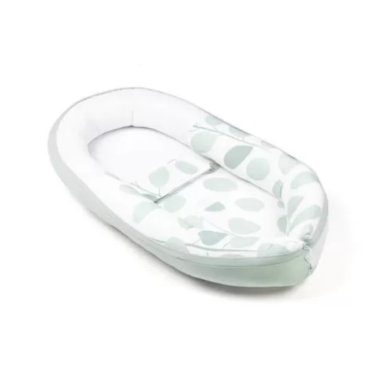 Baby Nest din bumbac organic Doomoo Cocoon Leaves Aqua Green Baby Nest din bumbac organic Doomoo Cocoon Leaves Aqua Green