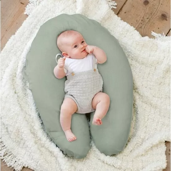 Perna mare 3 in 1 Doomoo Comfy Big Tetra Green din bumbac organic Perna mare 3 in 1 Doomoo Comfy Big Tetra Green din bumbac organic