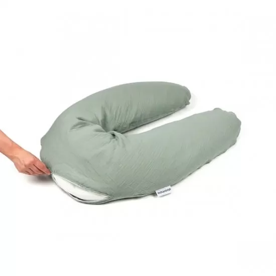 Perna mare 3 in 1 Doomoo Comfy Big Tetra Green din bumbac organic Perna mare 3 in 1 Doomoo Comfy Big Tetra Green din bumbac organic