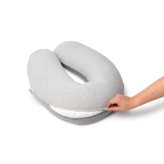 Perna mare pentru gravide si bebelusi 3 in 1 bumbac organic Doomoo Buddy Light Grey Perna mare pentru gravide si bebelusi 3 in 1 bumbac organic Doomoo Buddy Light Grey