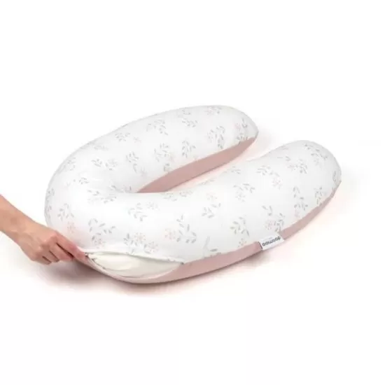 Perna mare pentru gravide si bebelusi 3 in 1 din bumbac organic Doomoo Buddy Spring Pink Perna mare pentru gravide si bebelusi 3 in 1 din bumbac organic Doomoo Buddy Spring Pink