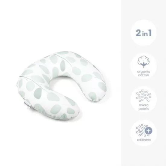 Perna pentru alaptat 2 in 1 Doomoo Softy Leaves Aqua Green Perna pentru alaptat 2 in 1 Doomoo Softy Leaves Aqua Green