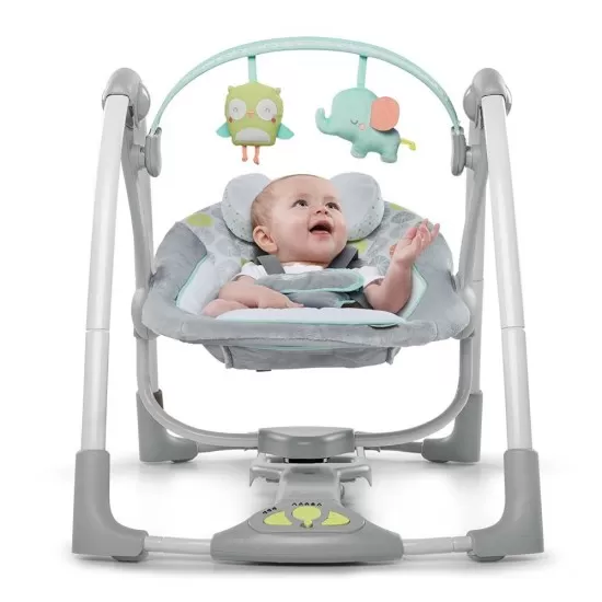 Leagan portabil Swing 'n Go Portable Swing Hugs & Hoots Ingenuity Leagan portabil Swing 'n Go Portable Swing Hugs & Hoots Ingenuity