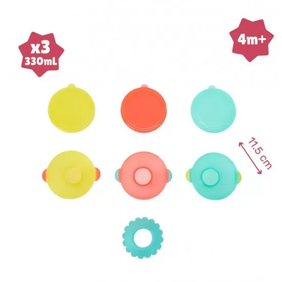 Set 3 boluri colorate pentru mancare cu suport inclus Set 3 boluri colorate pentru mancare cu suport inclus