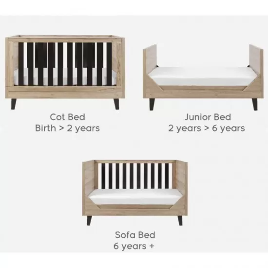 Patut evolutiv 3 in 1 Como Oak & Slate Grey Tutti Bambini Patut evolutiv 3 in 1 Como Oak & Slate Grey Tutti Bambini