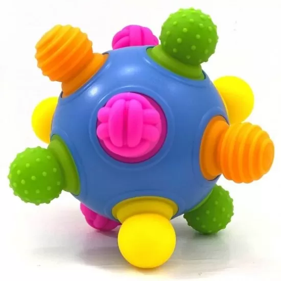 Minge senzoriala cu elemente colorate mobile Woblii Minge senzoriala cu elemente colorate mobile Woblii