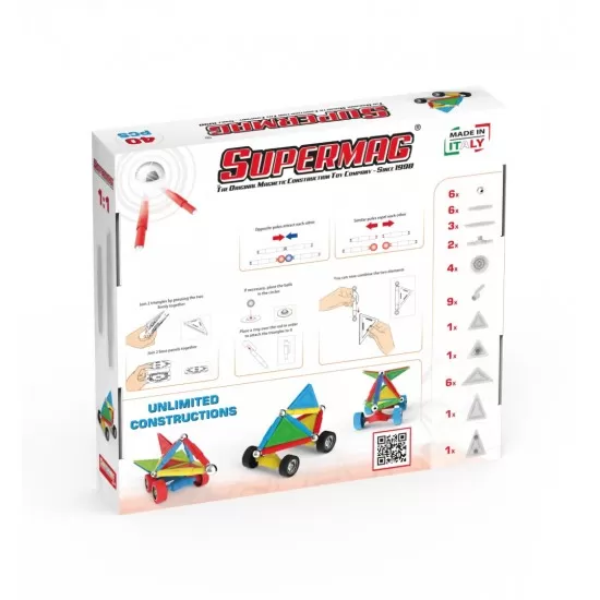 Set de constructie magnetic Supermag Projects Wheels 40 piese