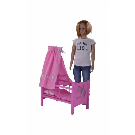 Patut din lemn pentru papusi Diadem Pink Patut din lemn pentru papusi Diadem Pink