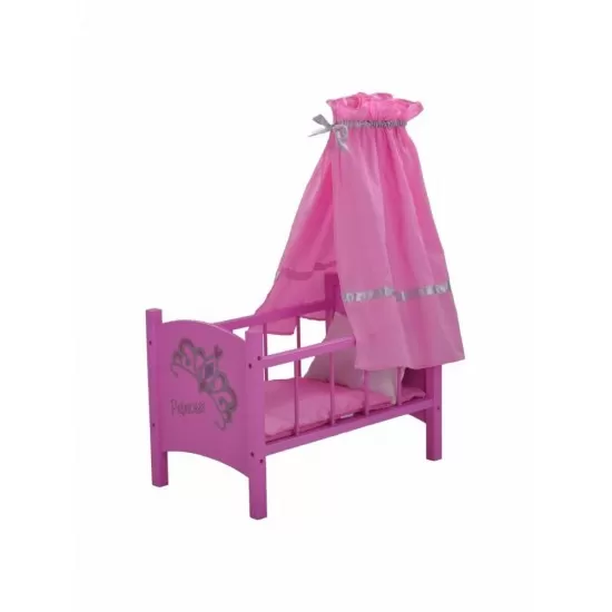 Patut din lemn pentru papusi Diadem Pink Patut din lemn pentru papusi Diadem Pink