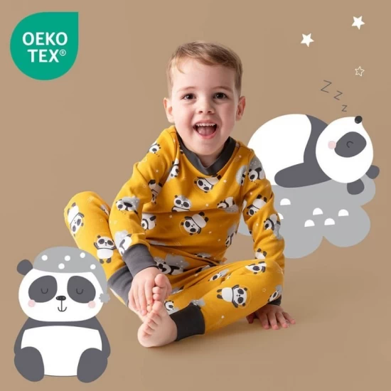 Pijama 100% bumbac organic, Panda, 6-7 ani Pijama 100% bumbac organic, Panda, 6-7 ani