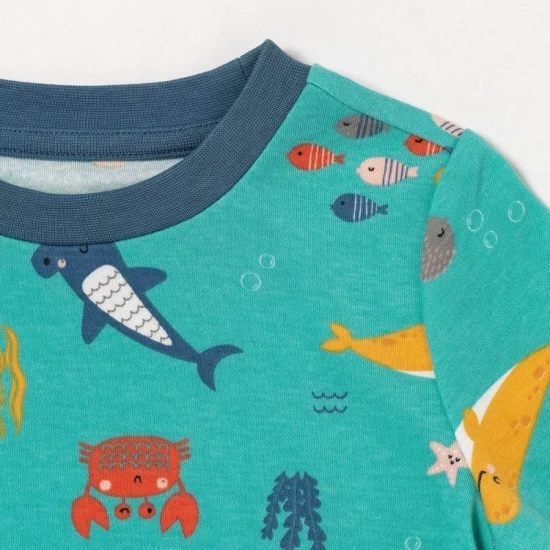 Pijama 100% bumbac organic, Under the Sea, 7-8 ani Pijama 100% bumbac organic, Under the Sea, 7-8 ani