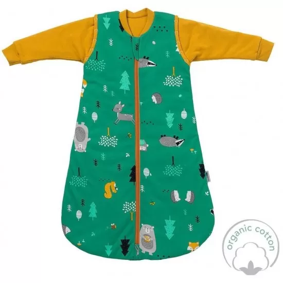Sac de dormit cu maneca lunga detasabila Woodland Animals 70 cm 2.5 Tog Sac de dormit cu maneca lunga detasabila Woodland Animals 70 cm 2.5 Tog