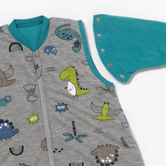 Sac de dormit cu picioruse si maneca lunga detasabila Dinosaur 90 cm + manseta 2.5 Tog Sac de dormit cu picioruse si maneca lunga detasabila Dinosaur 90 cm + manseta 2.5 Tog