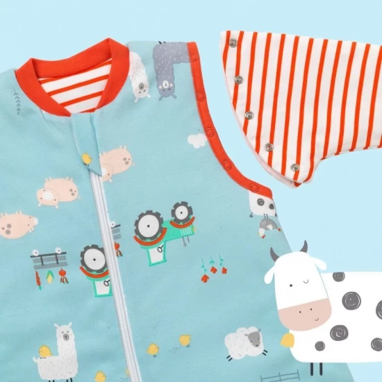 Sac de dormit cu picioruse si maneca lunga detasabila Farmyard 90 cm + manseta 3.5 Tog Sac de dormit cu picioruse si maneca lunga detasabila Farmyard 90 cm + manseta 3.5 Tog