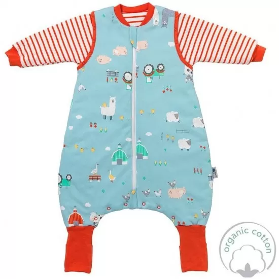 Sac de dormit cu picioruse si maneca lunga detasabila Farmyard 80 cm + manseta 2.5 Tog Sac de dormit cu picioruse si maneca lunga detasabila Farmyard 80 cm + manseta 2.5 Tog