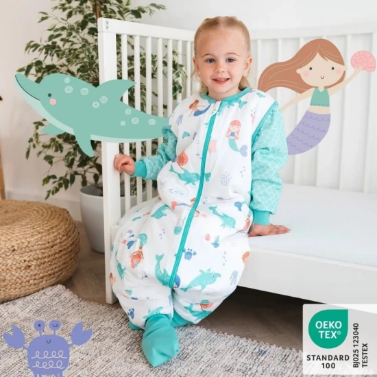 Sac de dormit cu picioruse si maneca lunga detasabila Mermaid 90 cm + manseta 1.0 Tog