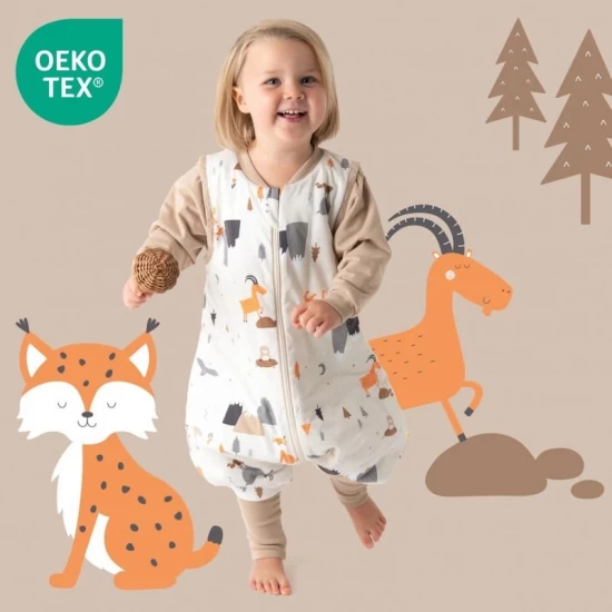 Sac de dormit cu picioruse si maneca lunga detasabila Mountain Animals 110 cm + manseta 1.0 Tog