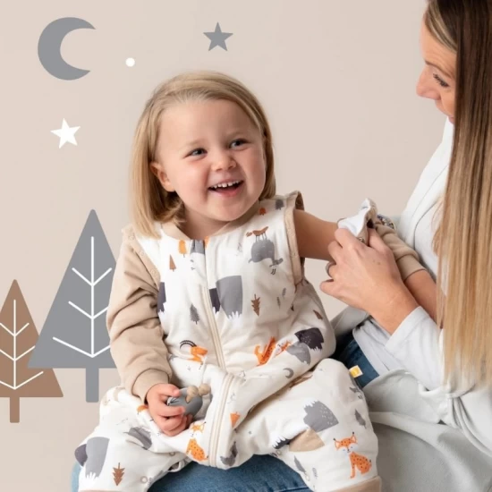 Sac de dormit cu picioruse si maneca lunga detasabila Mountain Animals 130 cm + manseta 1.0 Tog