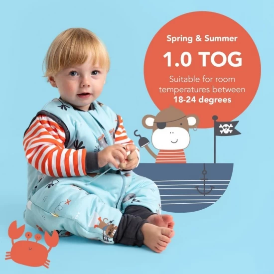 Sac de dormit cu picioruse si maneca lunga detasabila Pirate 100 cm + manseta 1.0 Tog