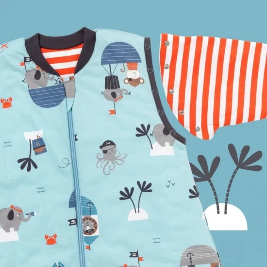 Sac de dormit cu picioruse si maneca lunga detasabila Pirate 130 cm + manseta 1.0 Tog