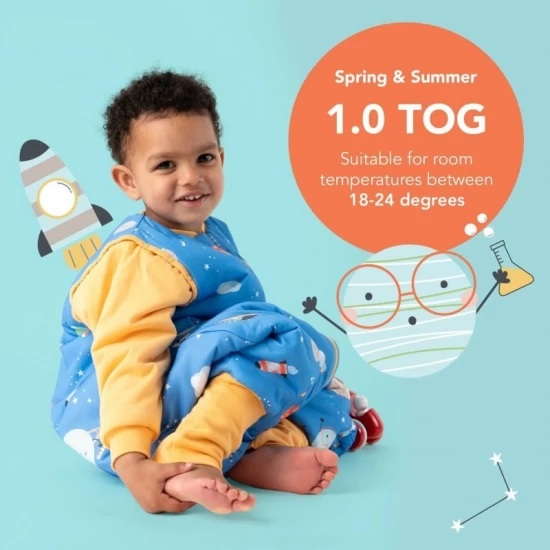 Sac de dormit cu picioruse si maneca lunga detasabila Space 80 cm + manseta 1.0 Tog