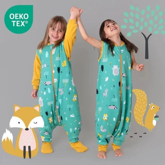 Sac de dormit cu picioruse si maneca lunga detasabila Woodland Animals 80 cm + manseta 3.5 Tog Sac de dormit cu picioruse si maneca lunga detasabila Woodland Animals 80 cm + manseta 3.5 Tog