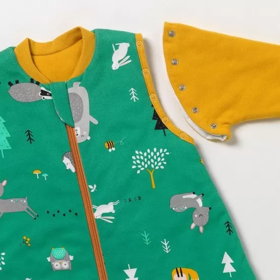 Sac de dormit cu picioruse si maneca lunga detasabila Woodland Animals 90 cm + manseta 2.5 Tog Sac de dormit cu picioruse si maneca lunga detasabila Woodland Animals 90 cm + manseta 2.5 Tog