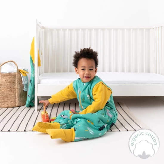 Sac de dormit cu picioruse si maneca lunga detasabila Woodland Animals 100 cm + manseta 2.5 Tog Sac de dormit cu picioruse si maneca lunga detasabila Woodland Animals 100 cm + manseta 2.5 Tog