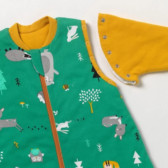 Sac de dormit cu picioruse si maneca lunga detasabila Woodland Animals 100 cm + manseta 2.5 Tog Sac de dormit cu picioruse si maneca lunga detasabila Woodland Animals 100 cm + manseta 2.5 Tog