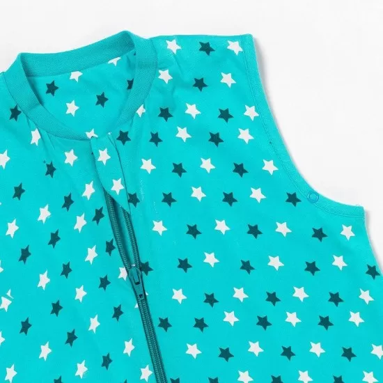 Sac de dormit cu picioruse si talpa antiderapanta Teal Stars 120 cm + manseta 1.0 Tog