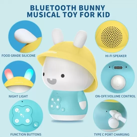 Iepuras interactiv cu povesti si cantece Alilo Baby Bunny albastru RO/EN Iepuras interactiv cu povesti si cantece Alilo Baby Bunny albastru RO/EN
