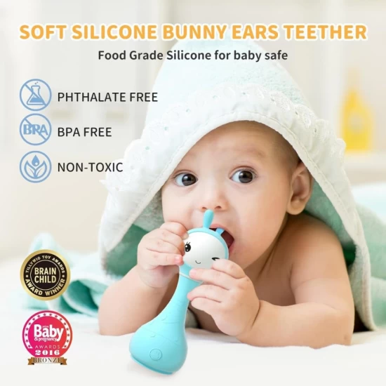 Iepuras interactiv pentru bebelusi Alilo Smarty Bunny albastru, RO/EN Iepuras interactiv pentru bebelusi Alilo Smarty Bunny albastru, RO/EN