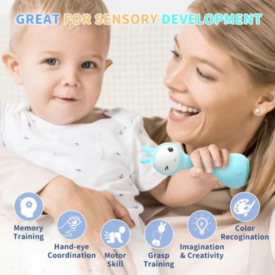 Iepuras interactiv pentru bebelusi Alilo Smarty Bunny albastru, RO/EN Iepuras interactiv pentru bebelusi Alilo Smarty Bunny albastru, RO/EN