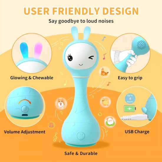 Iepuras interactiv pentru bebelusi Alilo Smarty Bunny albastru, RO/EN Iepuras interactiv pentru bebelusi Alilo Smarty Bunny albastru, RO/EN