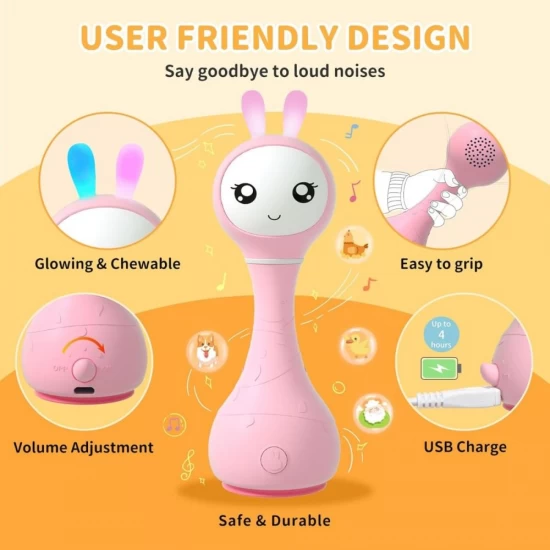 Iepuras interactiv pentru bebelusi Alilo Smarty Bunny roz, RO/EN Iepuras interactiv pentru bebelusi Alilo Smarty Bunny roz, RO/EN