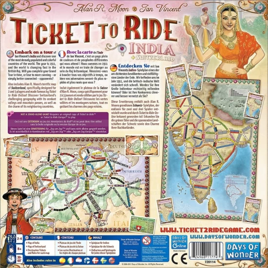 Joc de societate Ticket to Ride Map Collection India & Swiss, limba engleza Joc de societate Ticket to Ride Map Collection India & Swiss, limba engleza
