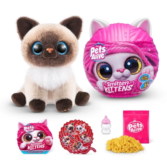 Jucarie de plus interactiva pisica cu accesorii supriza, Smitten Kittens, Pets Alive Jucarie de plus interactiva pisica cu accesorii supriza, Smitten Kittens, Pets Alive