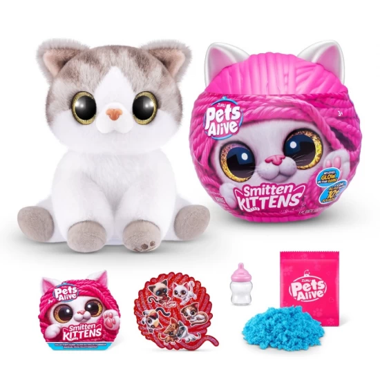 Jucarie de plus interactiva pisica cu accesorii supriza, Smitten Kittens, Pets Alive Jucarie de plus interactiva pisica cu accesorii supriza, Smitten Kittens, Pets Alive
