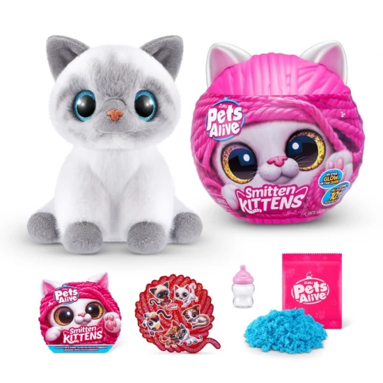 Jucarie de plus interactiva pisica cu accesorii supriza, Smitten Kittens, Pets Alive Jucarie de plus interactiva pisica cu accesorii supriza, Smitten Kittens, Pets Alive