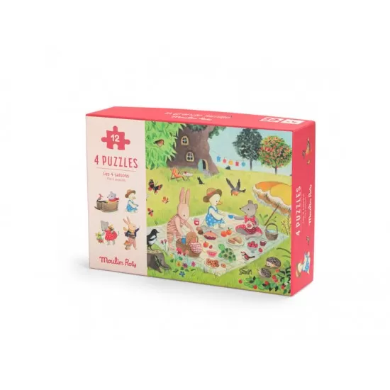 4 puzzle-uri anotimpuri, Moulin Roty 4 puzzle-uri anotimpuri, Moulin Roty