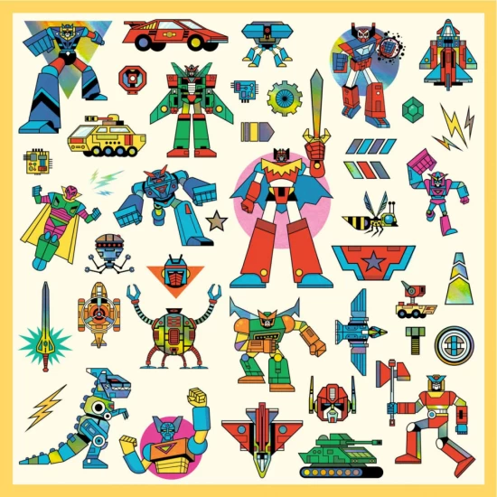 Abtibilduri metalice Djeco Roboti Abtibilduri metalice Djeco Roboti