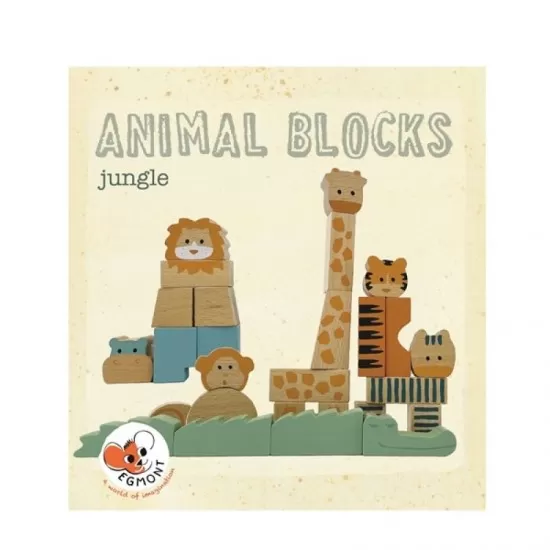 Cuburi din lemn natur animalele junglei Egmont Toys 27 piese Cuburi din lemn natur animalele junglei Egmont Toys 27 piese