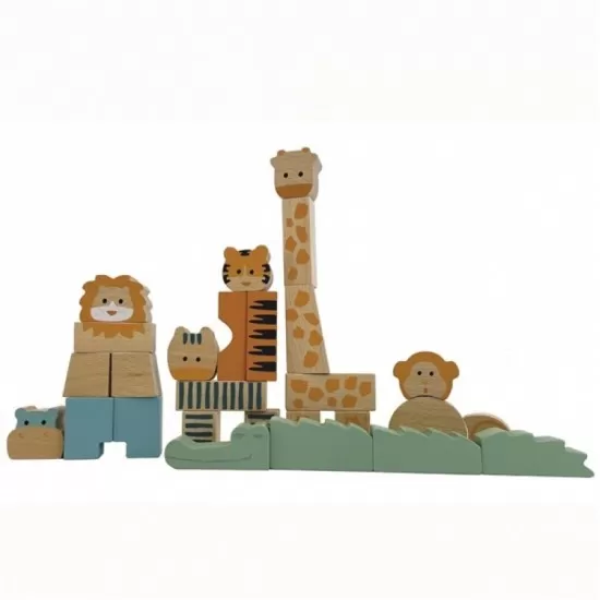 Cuburi din lemn natur animalele junglei Egmont Toys 27 piese Cuburi din lemn natur animalele junglei Egmont Toys 27 piese