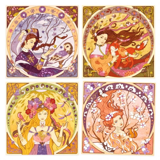 Atelier de pictura Art Nouveau cu sclipici Inspired by Mucha Djeco Atelier de pictura Art Nouveau cu sclipici Inspired by Mucha Djeco