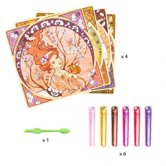 Atelier de pictura Art Nouveau cu sclipici Inspired by Mucha Djeco Atelier de pictura Art Nouveau cu sclipici Inspired by Mucha Djeco