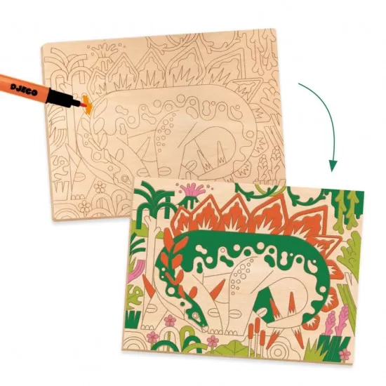 Atelier de pictura pe lemn Dinozauri Djeco Atelier de pictura pe lemn Dinozauri Djeco