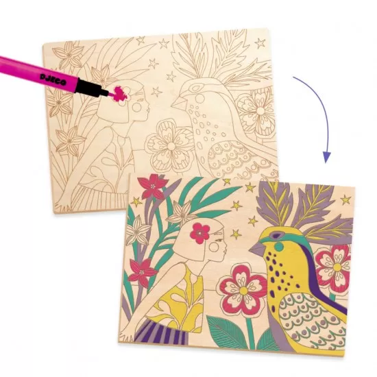 Atelier de pictura pe lemn Djeco - Fete si flori Atelier de pictura pe lemn Djeco - Fete si flori