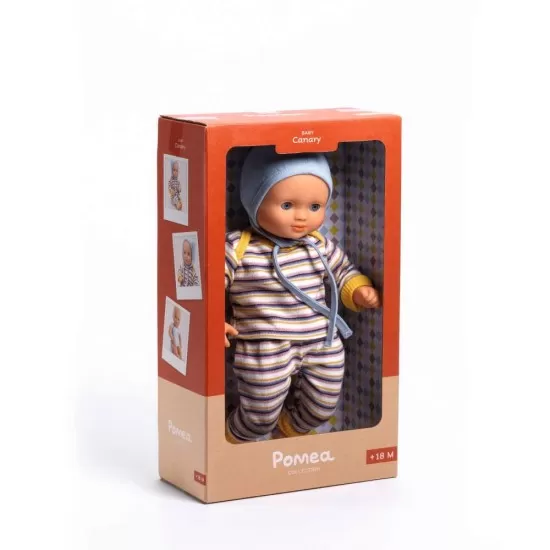 Bebelus cu hainute in dungi Djeco 32 cm Bebelus cu hainute in dungi Djeco 32 cm