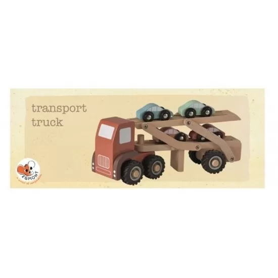 Camion din lemn cu 4 masini culori pastel Egmont Camion din lemn cu 4 masini culori pastel Egmont
